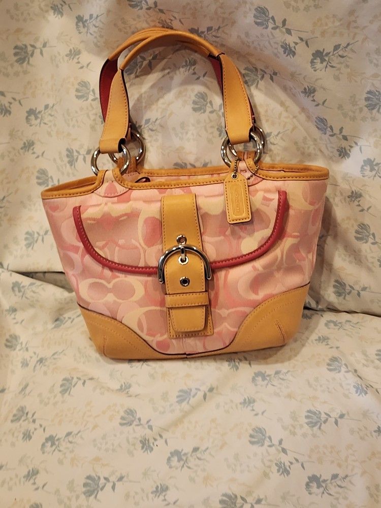 Coach Soho Pink Optic Signature Tote