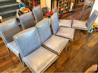 10 Leather Dining Chairs & Console Table