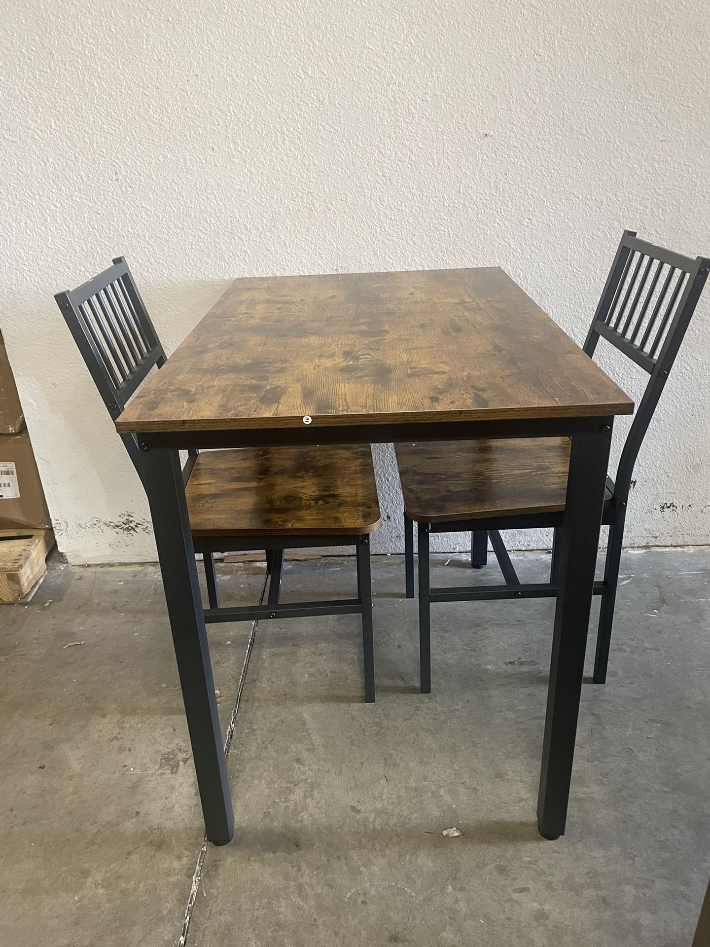 3 Piece Dining Table Set, Industrial Kitchen Table and 2 Chairs with Metal Frame, Dining Room Table Set, Breakfast Table Set for Smal