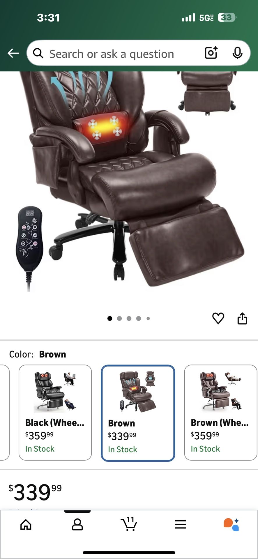 Heated Massage Office Chair