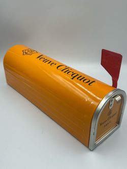 Veuve Clicquot Orange Metal Mailbox Wine Bottle Gift Box Carrier