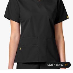 Wonderwink Women's Surgical Gown with 5 Pockets and V-neck, XS, Black