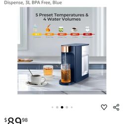 Electric Kettles, D20 Instant Hot Water Dispenser, Adjustable 5 Temperatures & 4 Water Volume Dispense, 3L BPA Free, Blue