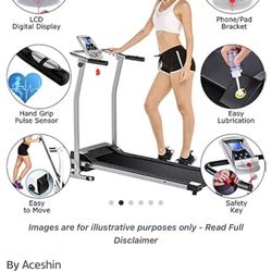 Folding Treadmill Electric Treadmills for Home with LCD Monitor,Pulse Grip and Safe Key Running Walking Jogging Exercise Fitness Machine for Home Gym 
