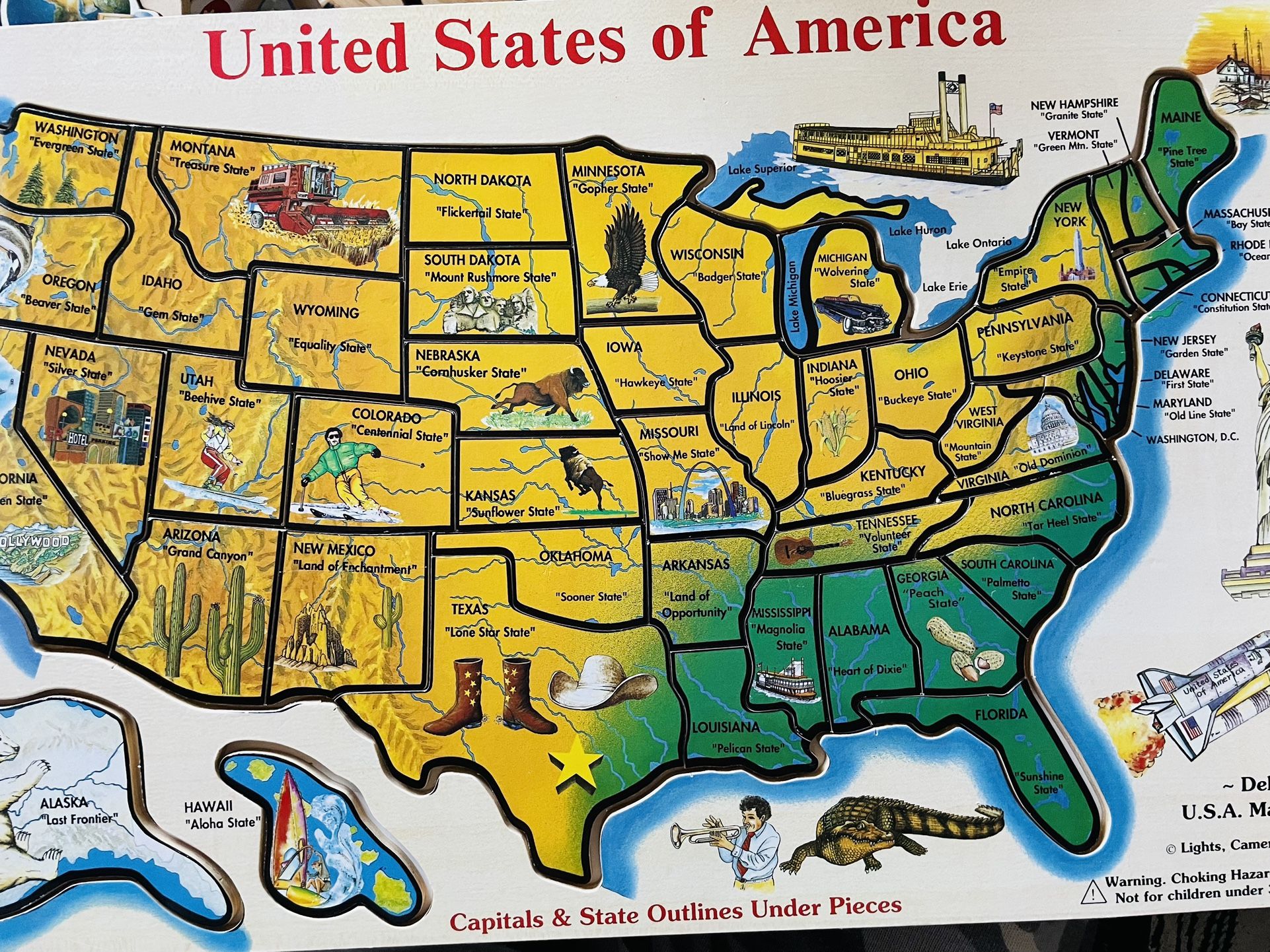 Colorful Wooden Puzzle Of The United States