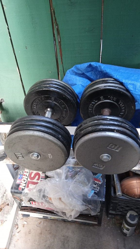 A Pair Of 85lb Dumbbells..170lbs Of Weights Total.