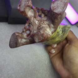 Vintage Chinese Soapstone Vase – 4" Carved Peony Design on Root-Style Stand