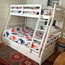 Bunk Bed w/storage, mattresses & bedding