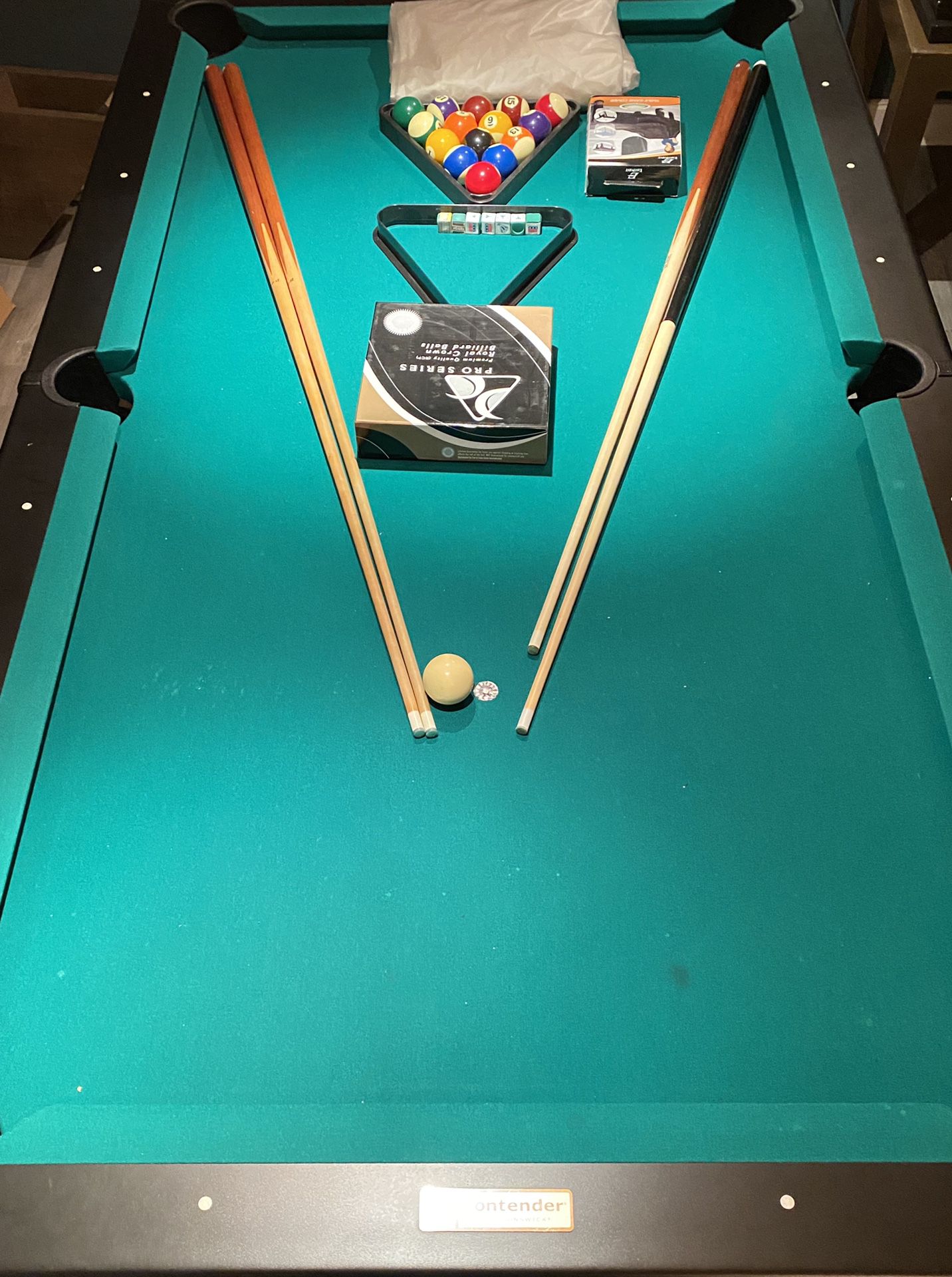 7” Slate Contender Pool Table & Accessories for Sale - $650