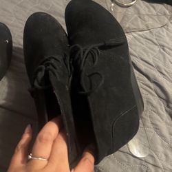 Black Wedge Booties