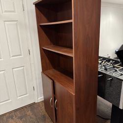 5 Shelf Bookcase with Doors in Hansen Cherry