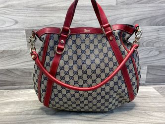 GUCCI Red & Blue GG Canvas and Leather Abbey 2 way Hobo Bag (A1D006490)