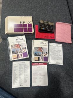 Vtg HP Hewlett Packard 12C Financial Calculator in Box w Manual i believe 1980’s it doesn’t come with batteries