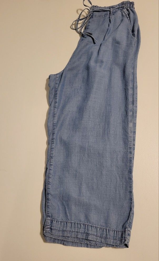 American Eagle Chambray Cropped Wide Leg Flowly Pants