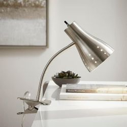 Satin Chrome Clip Lamp Gooseneck Light 
