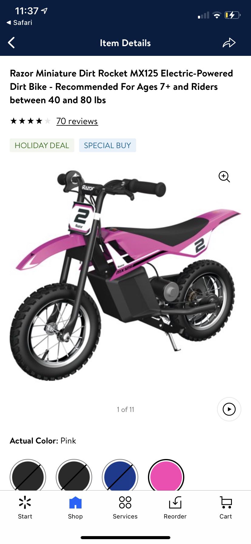 Pink Razor dirt Bike
