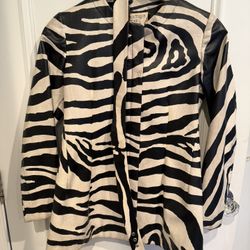 Bergdorf Goodman Zebra Print Leather Jacket