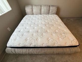 Upholstered platform bed W/ King size mattress