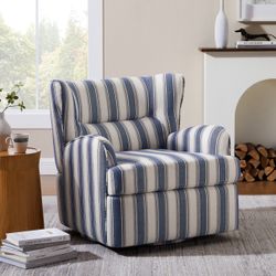 29.53'' W 360° Swivel Linen Striped/Boucle Upholstered Armchair
