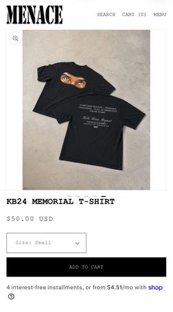 Kobe Bryant menace memorial shirt