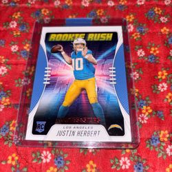 2020 Panini Rookie Rush Football Card Justin Herbert Rookie Chargers