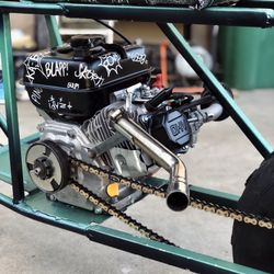 Custom Stretched Coleman Mini Bike W Predator 224cc Engine & Complete Exhaust System 