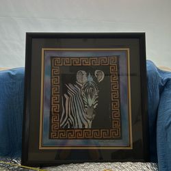 Beautiful zebra painting blues and black colors