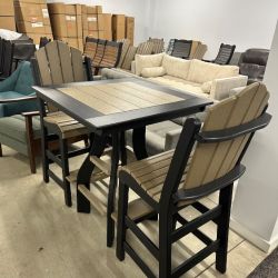Amish Made Polywood Outdoor Bar HeightTable and Chairs - Delivery Available!
