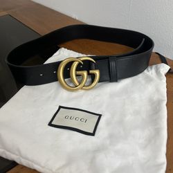 authentic gucci Leather Belt with Double G Buckle Size 75cm (30in)