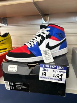 Air Jordan 1 Mid White University Red Blue Size 12