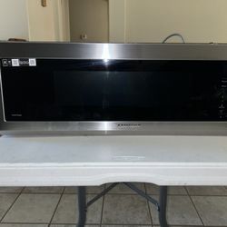 Smart Slim Samsung Over - the - Range Microwave, Wi-Fi Control in Stainless Steel