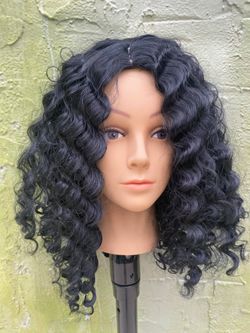 Curly Black Wig 16 Inches Shoulder length Medium For Black Women and White Womens Wigs