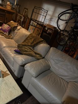 Leather Cream Sofa Set