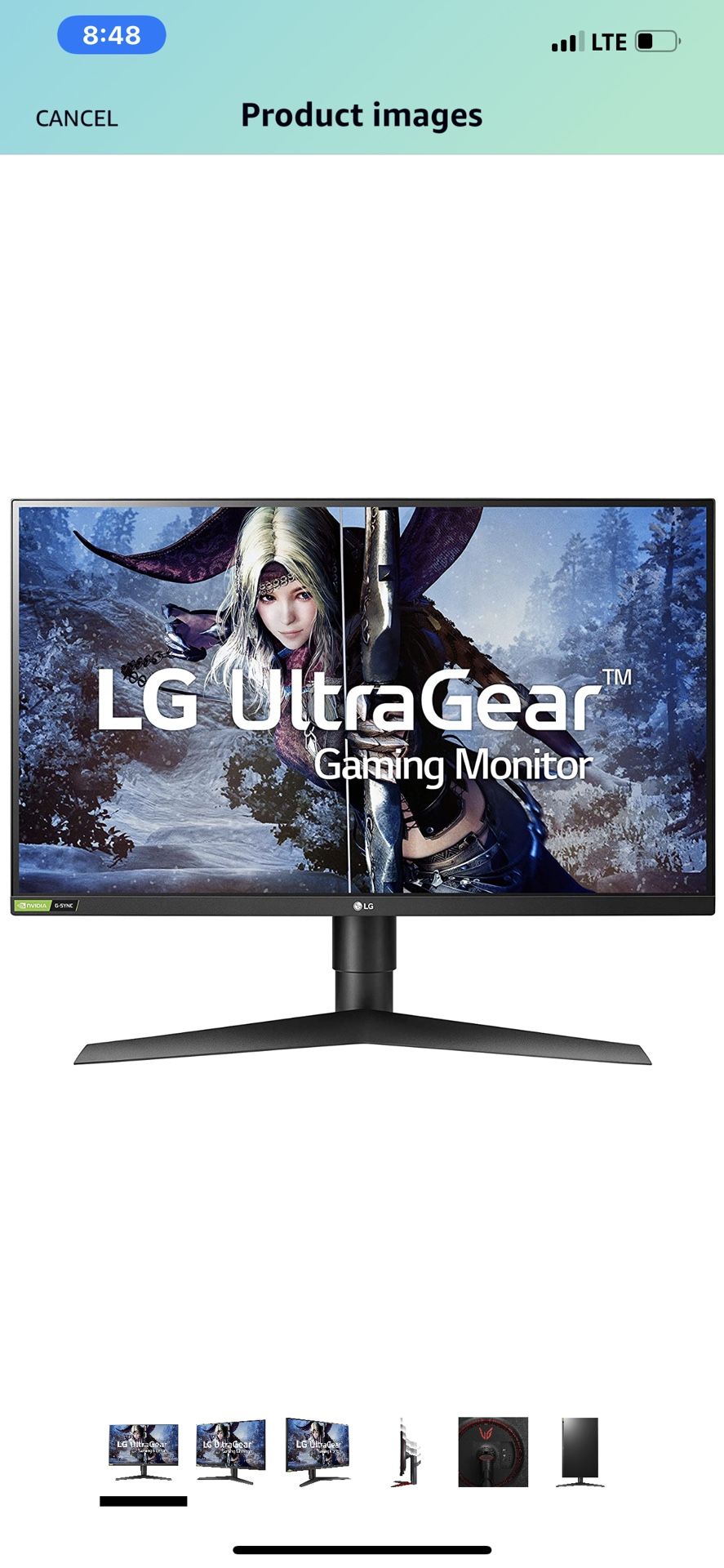 LG 27GL83A-B 27 Inch Ultragear QHD IPS 1ms NVIDIA G-SYNC Compatible Gaming Monitor, Black