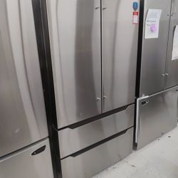 New MIDEA 22.5 Cu. Ft. Counter-Depth 4-Door French Door Refrigerator - Stainless Steel