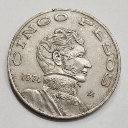 1974 Mexico Cinco Pesos - Antique Coin