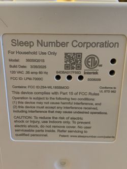 New Sleep Number replacement pump Model 360SIQ01S