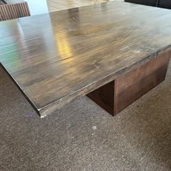 Really Large Brown Wood Coffee Table Plinth Style 