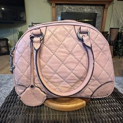 RARE Vintage Y2K Pink Quilted Leather Juicy Couture Pet Carrier With Detachable Strap