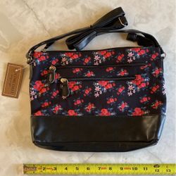 Purse Black Floral Crossbody New