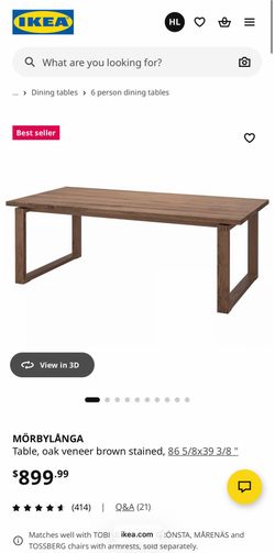 $899 > $100 , MÖRBYLÅNGA Table, oak veneer brown Ikea living table
