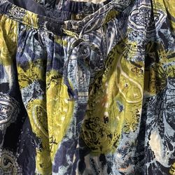 Jane Ashley: Cotton Broomstick Skirt, Lined, Drawstring Waist, Size: XL