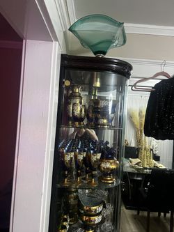 Antique Ornate Display/storage Decoration Cabinet With Glass Doors