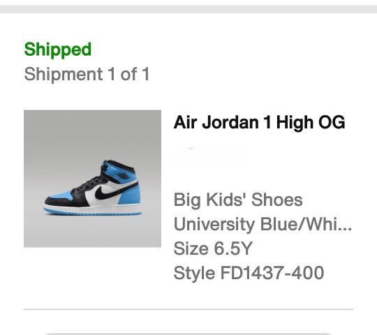 Brand New Jordan 1 High Size 6.5Y