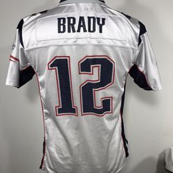 Youth XL Reebok New England Patriots Tom Brady TB12 White Jersey