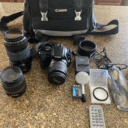 Canon Rebel XTi Camera With Lenses And Bag