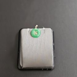 14k Gold Jade Pendant 