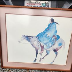 Art print Carol Grigg Indian Native American Cherokee artist "Crow Warrior" framed Great condition.

This is great print from beloved self-taught Nati