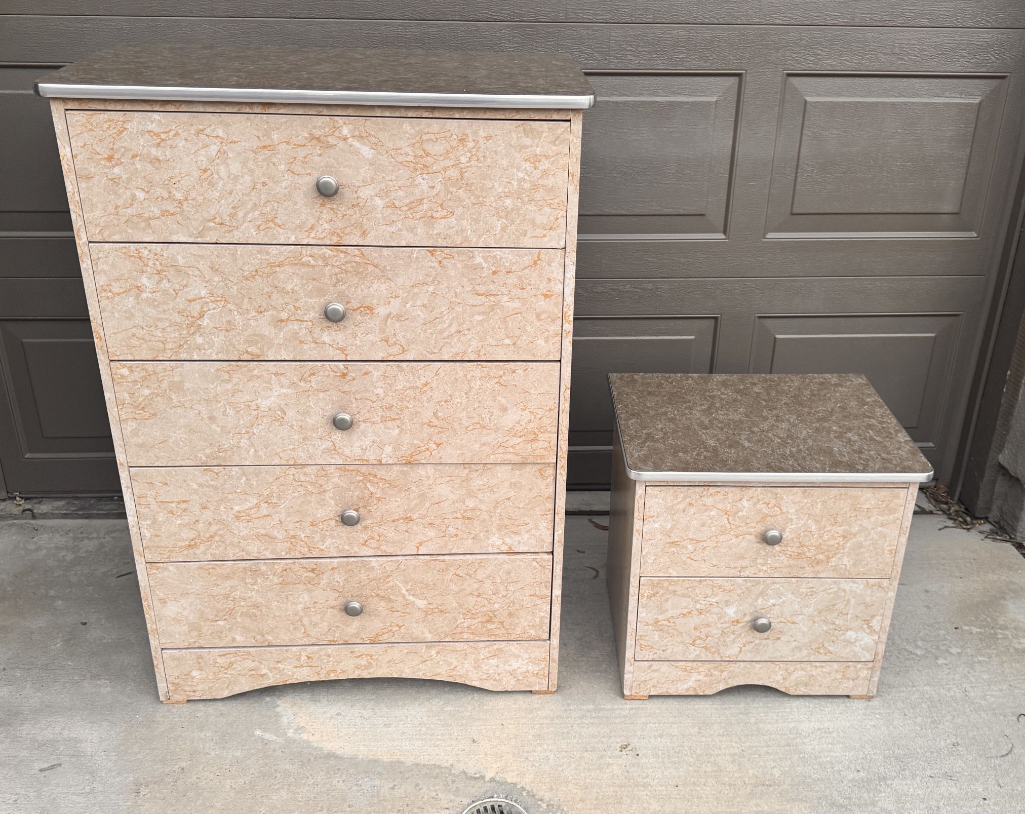 5 Drawers Wood Dresser and Nightstand Both For $95