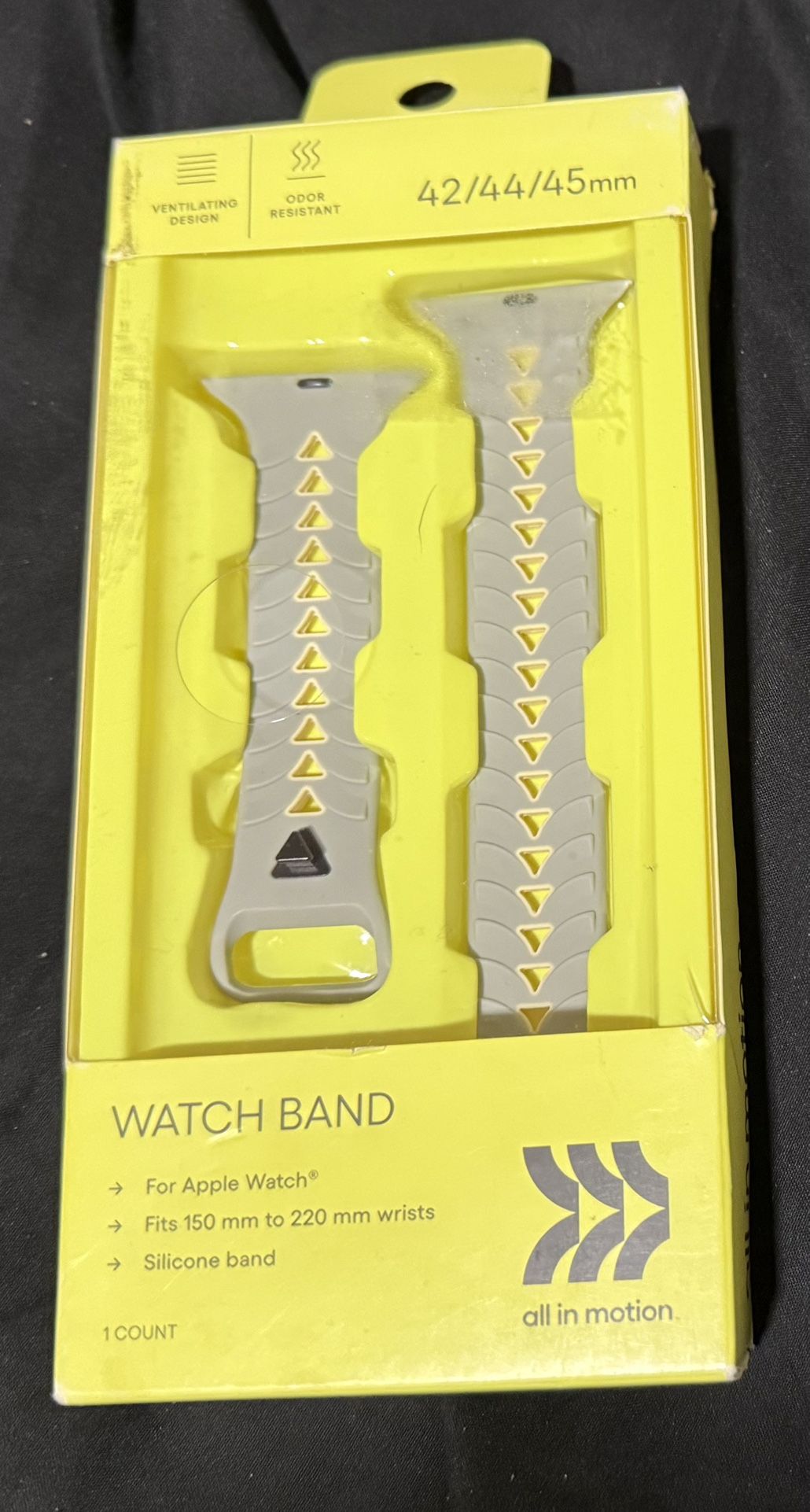 NEW All In Motion 42/44/45mm Apple Watch Band Gray And Yellow